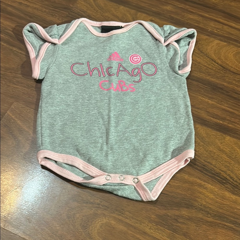 Chicago Cubs Gray and Pink Onsie